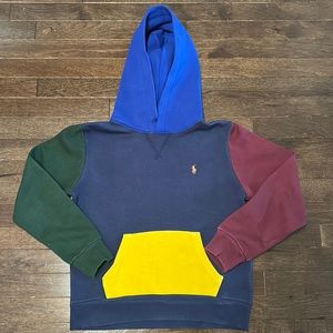Polo Ralph Lauren hoodie, Kids M (10-12), blue yellow green red.